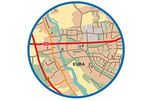 Map of sites in Eura